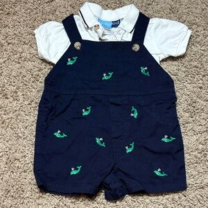Good Lad Navy and White Whale Embroidered Kids Matching Set